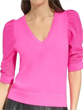 DKNY Short Puffed Sleeve Sweater